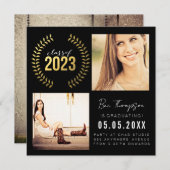 Gold Laurel Wreath Class of 2023 Graduate Foto Ankündigung (Vorne/Hinten)