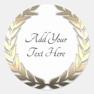 Gold Laurel Wreath Classic Round Sticker