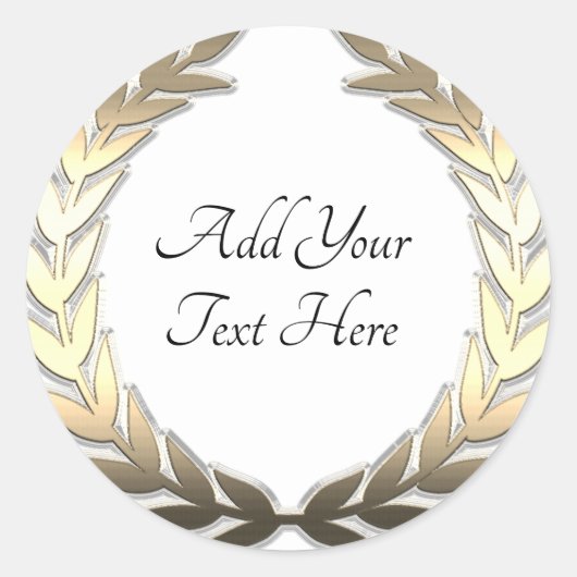 Gold Laurel Wreath Classic Round Sticker (Vorderseite)