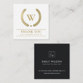 GOLD LAUREL WREATH INITIAL LOGO BUSINESS DANKEN QUADRATISCHE VISITENKARTE (Vorne/Hinten)