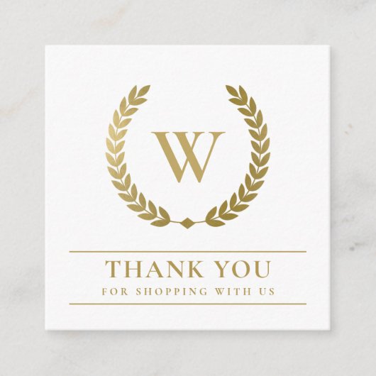 GOLD LAUREL WREATH INITIAL LOGO BUSINESS DANKEN QUADRATISCHE VISITENKARTE (Vorderseite)