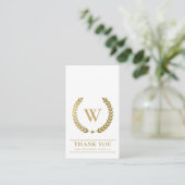 GOLD LAUREL WREATH INITIAL LOGO BUSINESS DANKEN VISITENKARTE (Stehend Vorderseite)