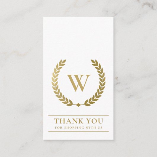 GOLD LAUREL WREATH INITIAL LOGO BUSINESS DANKEN VISITENKARTE (Vorderseite)