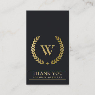 GOLD LAUREL WREATH INITIAL LOGO BUSINESS DANKEN VISITENKARTE