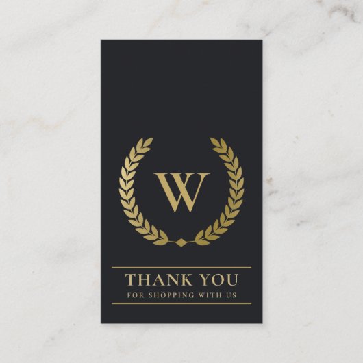 GOLD LAUREL WREATH INITIAL LOGO BUSINESS DANKEN VISITENKARTE (Vorderseite)