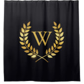 Gold Laurel Wreath Monogram Duschvorhang (Vorderseite)