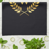 Gold Laurel Wreath Monogram Geschirrtuch (Gefaltet)
