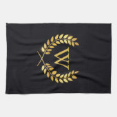 Gold Laurel Wreath Monogram Geschirrtuch (Horizontal)