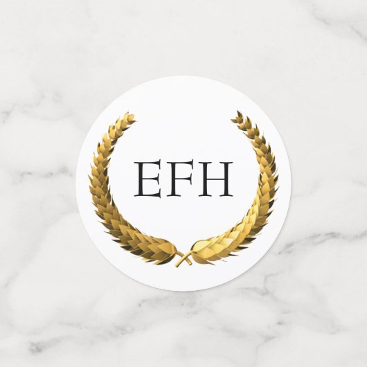 Gold Laurel Wreath Monogram Konfetti (Klein Vorderseite)