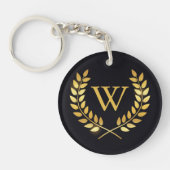 Gold Laurel Wreath Monogram Schlüsselanhänger (Vorderseite)