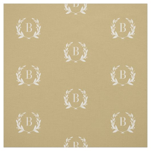 Gold Laurel Wreath Monogram Stoff (Muster)