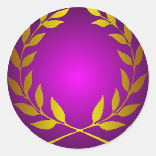 Gold Laurel Wreath Round Aufkleber