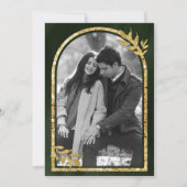 Gold Laurel Wreath Verlasst Olive Green Wedding Save The Date (Rückseite)