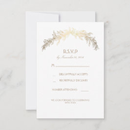 Gold Laurel Wreath Wedding RSVP Cards Karte