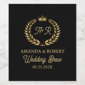 Gold Laurel Wreath Wedding Typografy Kronenakzent Weinetikett (Einzelnes Label)