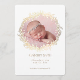 Gold Laurel Wreath White Newborn Baby Foto Birth Ankündigung