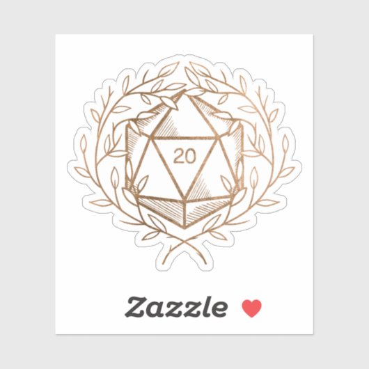 Gold Laurels D20 Dice Fantasy Game Master Aufkleber (Blatt)