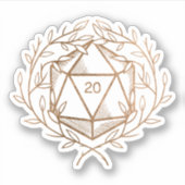 Gold Laurels D20 Dice Fantasy Game Master Aufkleber (Vorderseite)