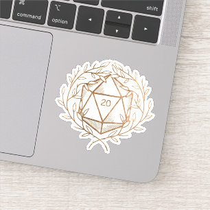 Gold Laurels D20 Dice Fantasy Game Master Aufkleber