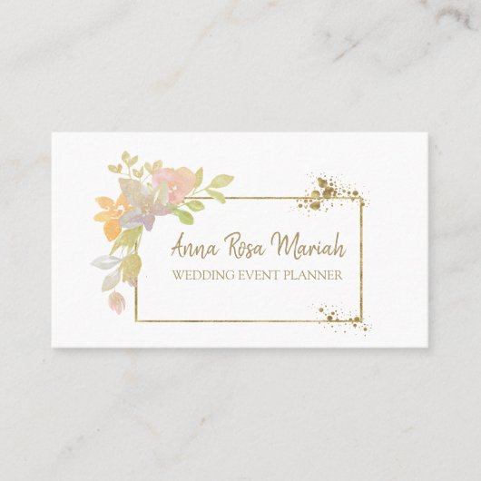 *~* Gold Lavendel Glitzer Rosa Blume Elegant Visitenkarte (Vorderseite)