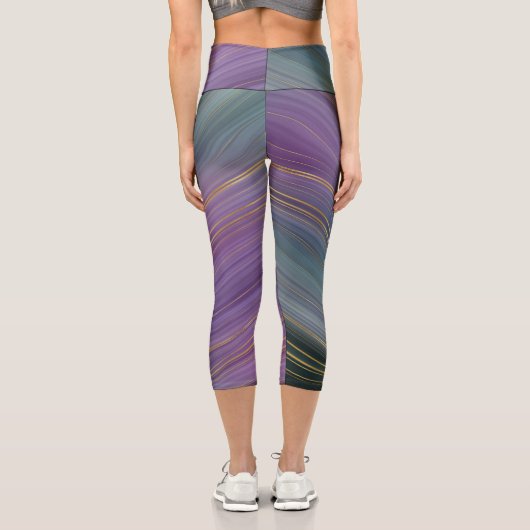 Gold Lavender Marble Capri Leggings (Rückseite)