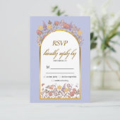 Gold Lavender Wildblume Moderne Elegante Hochzeit RSVP Karte (Stehend Vorderseite)