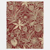 Gold Lazy floral Pattern auf Deep Red Fleecedecke (Vorderseite)