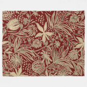 Gold Lazy floral Pattern auf Deep Red Fleecedecke (Vorderseite (Horizontal))