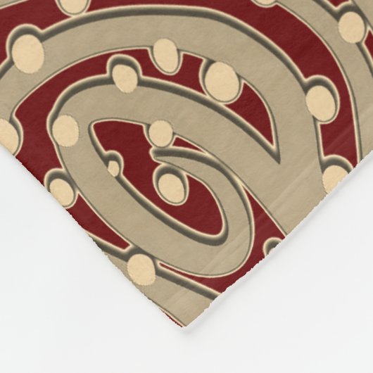 Gold Lazy floral Pattern auf Deep Red Fleecedecke (Ecke)