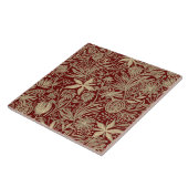 Gold Lazy floral Pattern auf Deep Red Fliese (Seite)