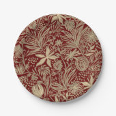Gold Lazy floral Pattern auf Deep Red Pappteller (Vorderseite)