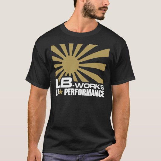 Gold LB Performance Liberty Walk Logo mit Japanisc T-Shirt (Vorderseite)