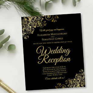 Gold Lead auf Black Wedding Reception BUDGET Einla