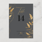 Gold Leaf 20th Anniversary Table Number ID1169 Einladung (Rückseite)