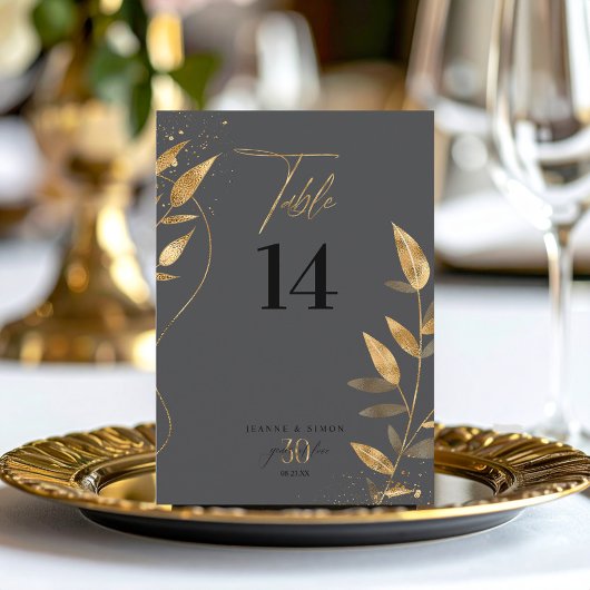 Gold Leaf 30th Anniversary Table Number ID1169 Einladung