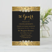 Gold Leaf 50. Hochzeitstag Einladung (Stehend Vorderseite)