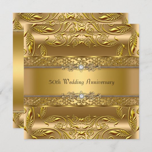 Gold Leaf 50. Hochzeitstag Einladung (Vorne/Hinten)