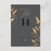 Gold Leaf 50th Anniversary Table Number ID1169 Einladung (Vorderseite)