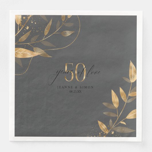 Gold Leaf 50th Anniversary Years of Love ID1169 Serviette (Vorderseite)