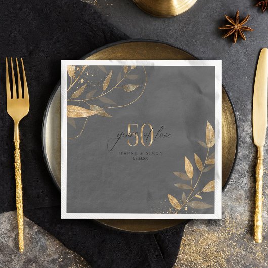 Gold Leaf 50th Anniversary Years of Love ID1169 Serviette