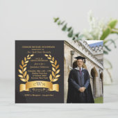 Gold Leaf Abschluss Foto Einladung (Stehend Vorderseite)