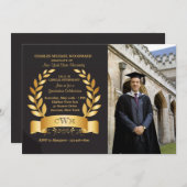 Gold Leaf Abschluss Foto Einladung (Vorne/Hinten)