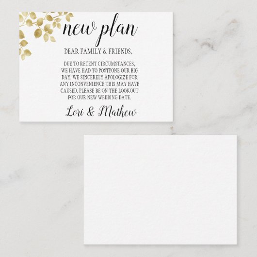 Gold Leaf ändert die Datumsanzeige Visitenkarte (Vorne/Hinten)