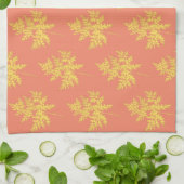 Gold Leaf auf Korallen botanisch Geschirrtuch (Gefaltet)