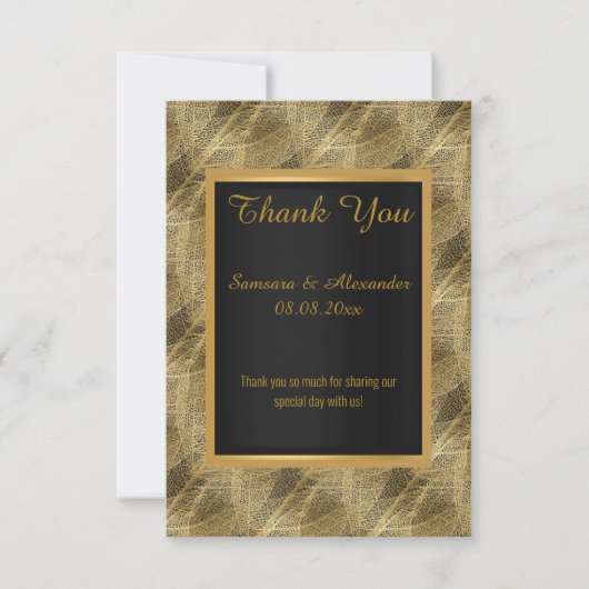 GOLD LEAF BLACK BOTANICAL Danke Karte (Vorderseite)