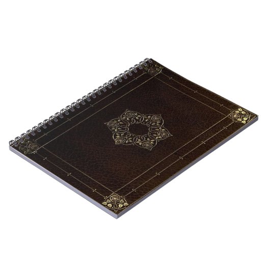 Gold Leaf Blume Leather Look Goth Notebook Notizblock (Linke Seite)