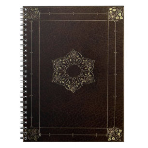 Gold Leaf Blume Leather Look Goth Notebook Notizblock