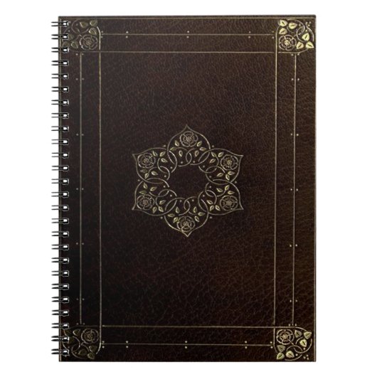 Gold Leaf Blume Leather Look Goth Notebook Notizblock (Vorderseite)