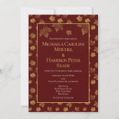 Gold Leaf Burgundy Marsala Wedding Einladung (Vorderseite)