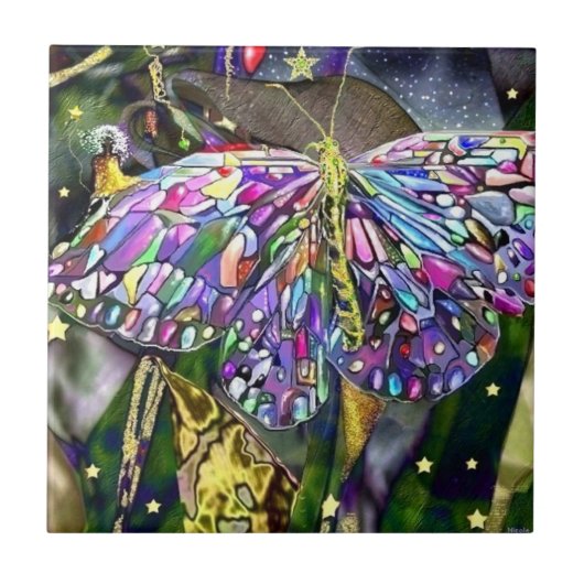 Gold Leaf Butterfly Fliese (Vorderseite)